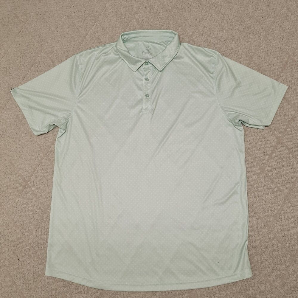 Swannies Golf Polo Shirt Mens 2XL Diamond Geometric Mint Green Activewear Preppy